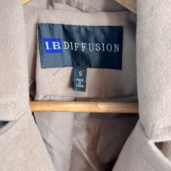 I.B. Diffusion Camel Pea Coat size S - Picture 2 of 9